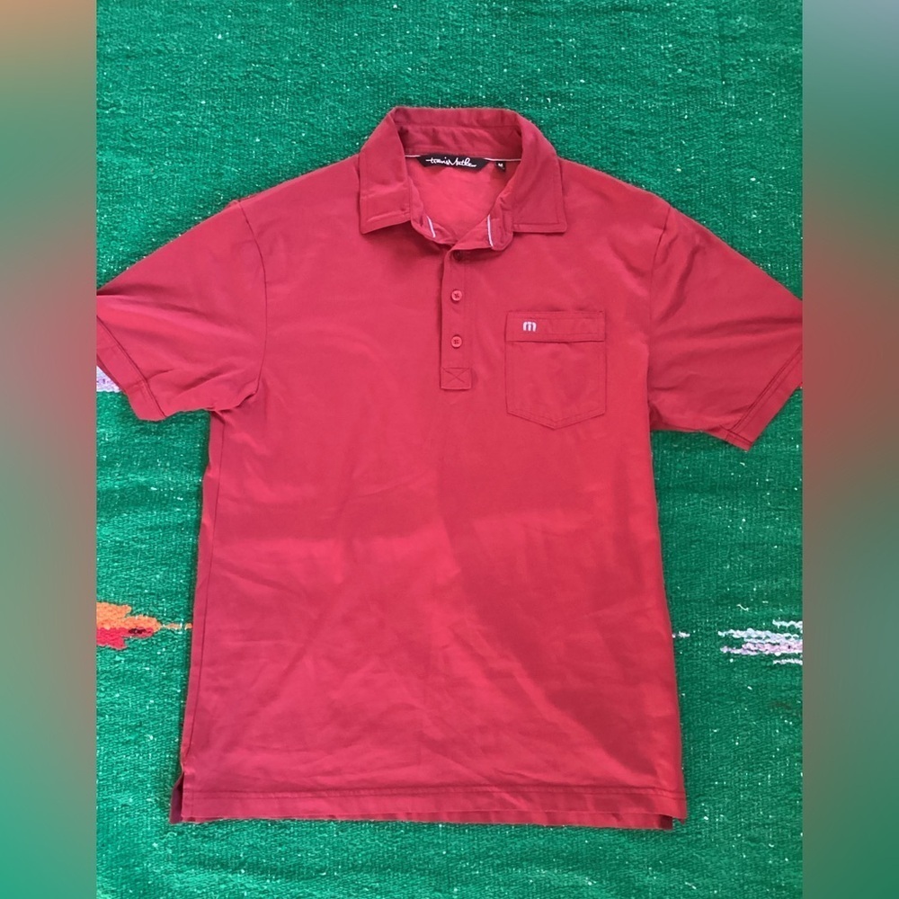 Travis Mathew Mens Red Polo Shirt Golf Pocket Pima Cotton Size M
J1